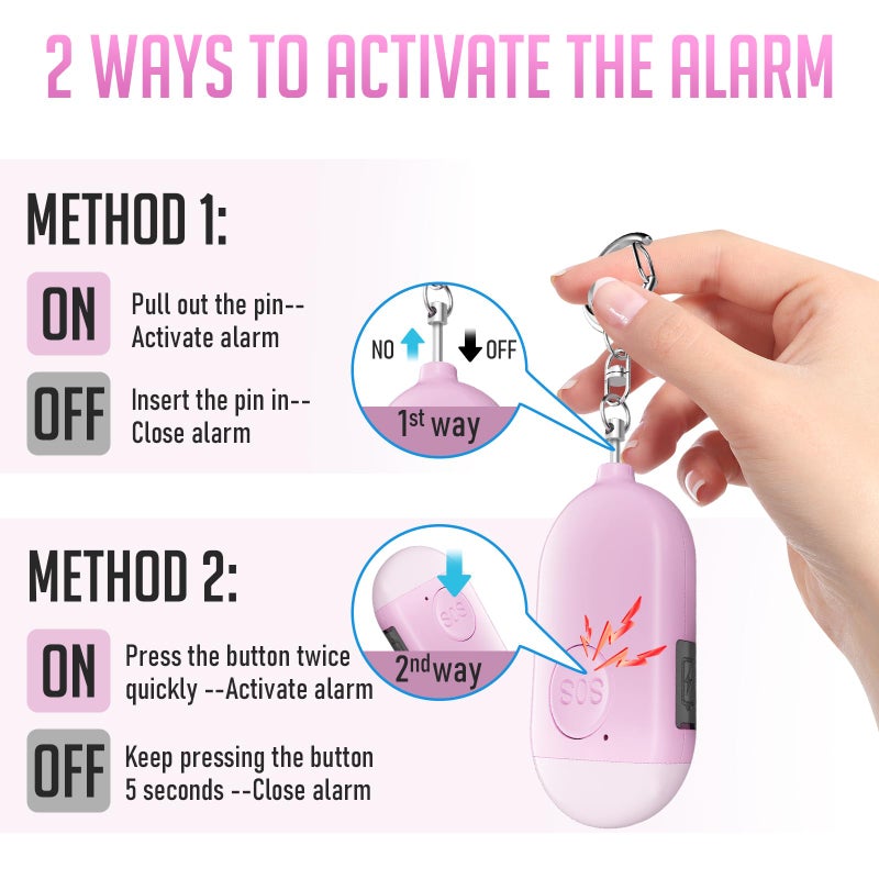Kimfly Self Defense Keychain Personal Alarm- 130dB Rechargerable Self Defense Alarm Keychian with Emergency LED Flashlight - Security Personal Protection Device for Women Girls Kids Elderly - Image 2
